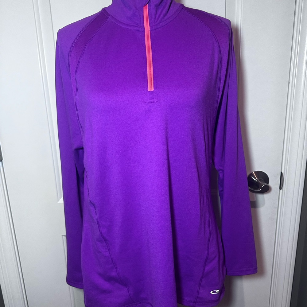 Champion C9 Purple Quarter Zip Athletic Pullover Lightweight Running Top LG - Picture 3 of 11